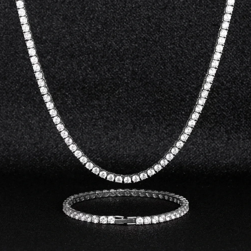 3-5mm Silver Full Drill Fine Tennis Bracelet